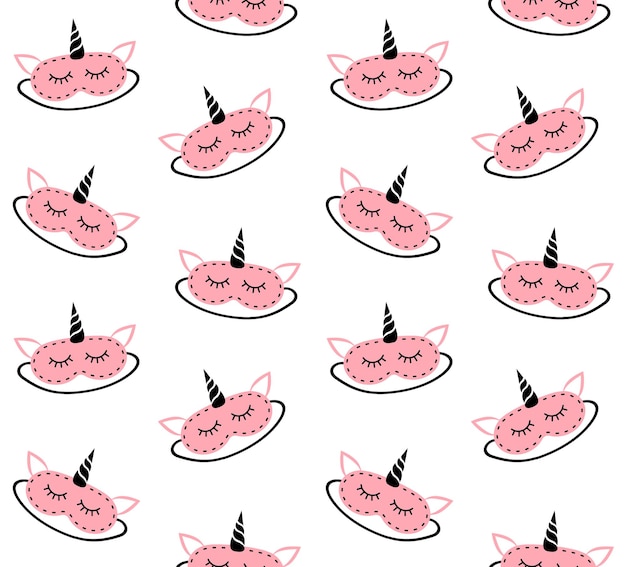 Vector seamless pattern of pink unicorn sleep mask