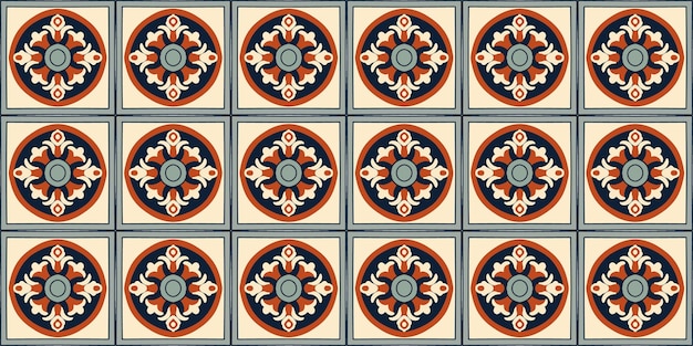 Vector vector seamless pattern of a quare shape ceramic tile turkish iznik cinisi geometric ornament