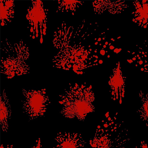 Vector Seamless Pattern Red Splashes Blood Halloween