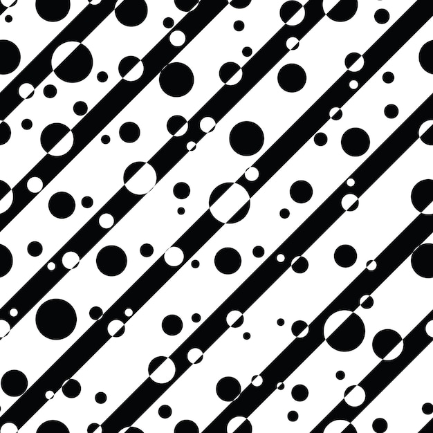 Vector seamless pattern. Repeating abstract background with circles on diagonal stripes.