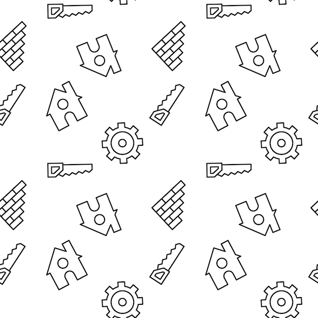 Vector vector seamless pattern of saw gear cogwheel on white background