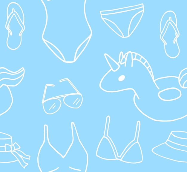 Vector seamless pattern of sketch beach suit