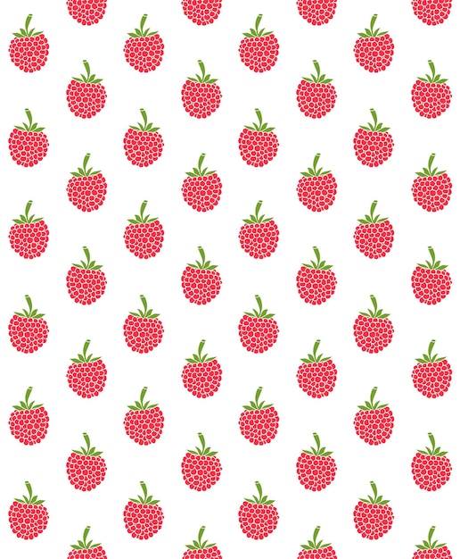 Vector seamless pattern of sketch red raspberry