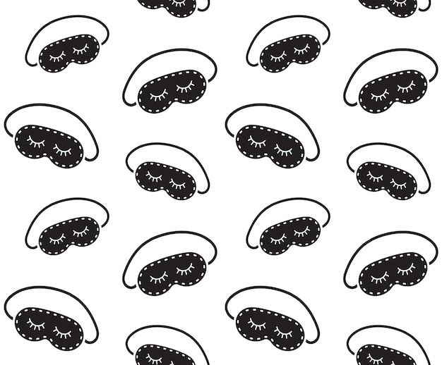 Vector seamless pattern of sleeping mask with eye