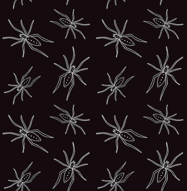 Vector seamless pattern of spider and web