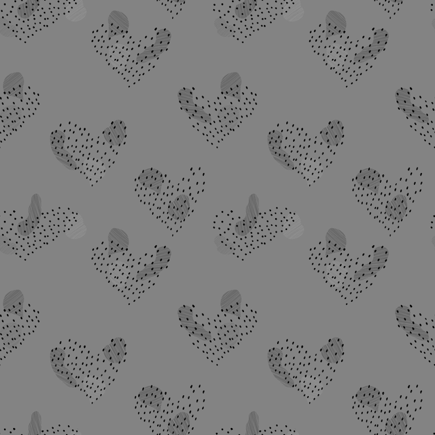 Vector seamless pattern of spots with lines and hearts with polka dots beige on background