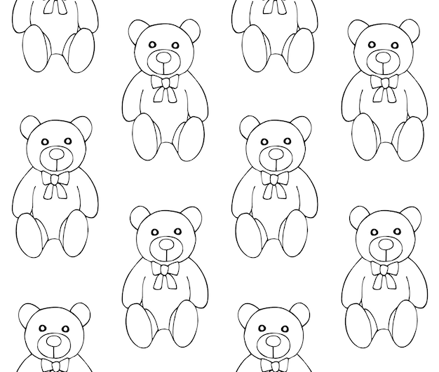 Vector seamless pattern of teddy bear toy