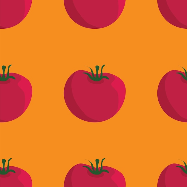 Vector seamless pattern of tomatoes on orange background