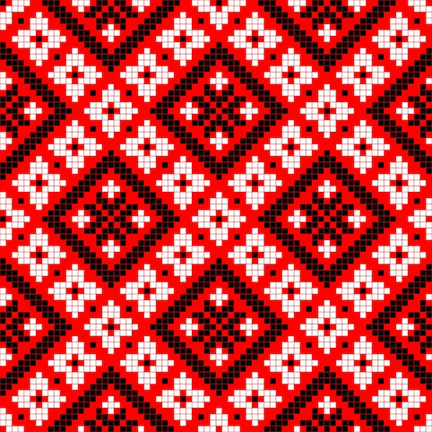 Vector seamless pattern of Ukrainian ornament in ethnic style identity vyshyvanka embroidery