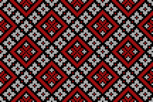 Vector seamless pattern of Ukrainian ornament in ethnic style identity vyshyvanka embroidery