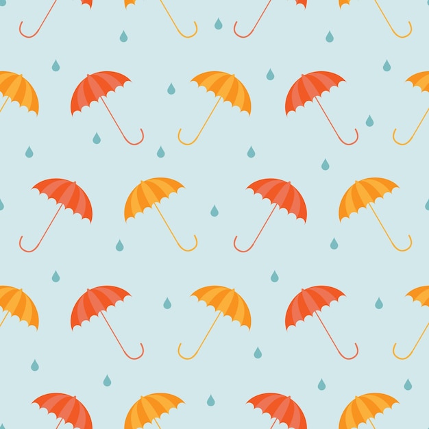 Vector seamless pattern Umbrella in the rain