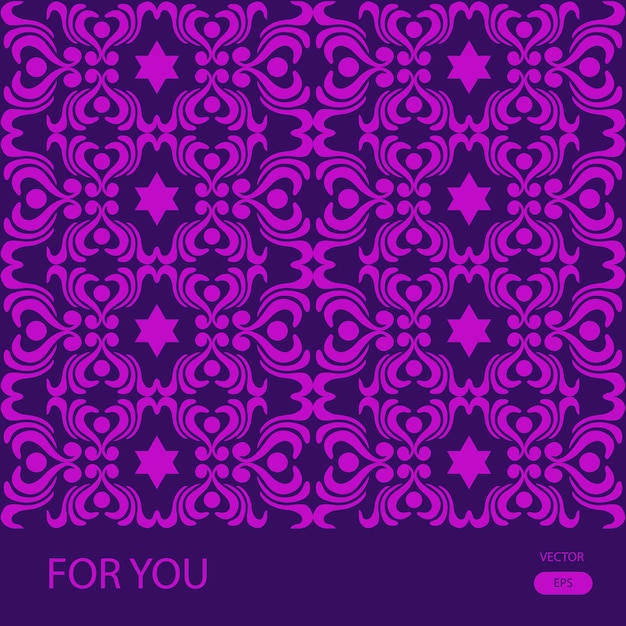 Vector seamless pattern in Victorian style. purple background.