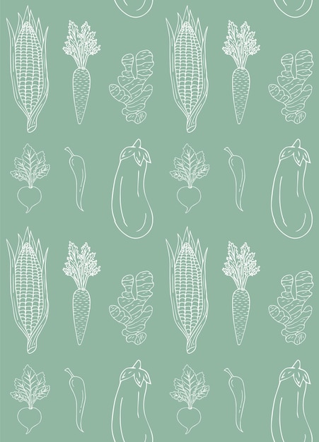 Vector seamless pattern of white vegetables