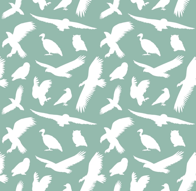 Vector seamless pattern of wild birds silhouette