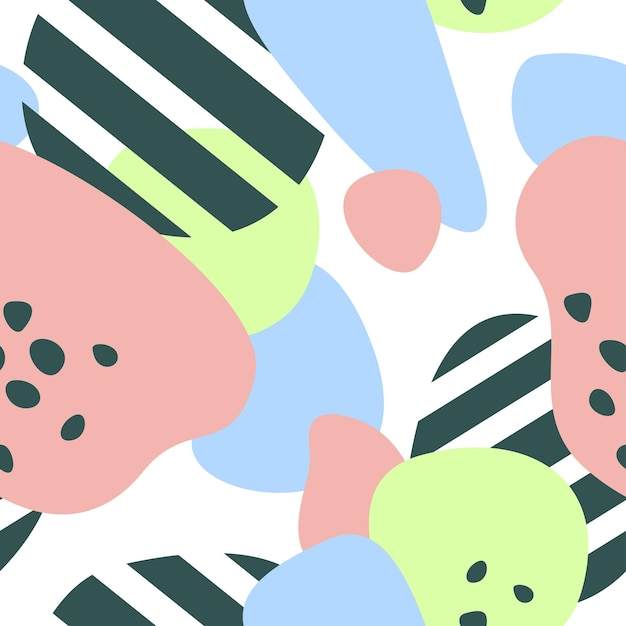 Vector seamless pattern with abstract colorful shapes and spots.