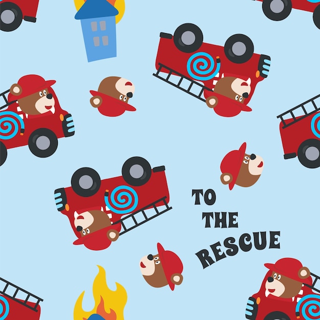 Vector vector of seamless pattern with animal fire fighter cartoon creative vector childish background