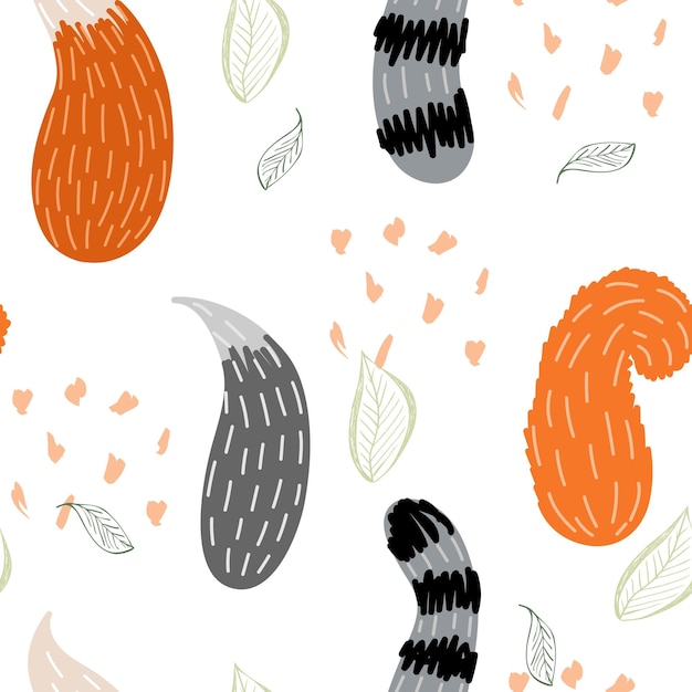 Vector seamless pattern with animal tales