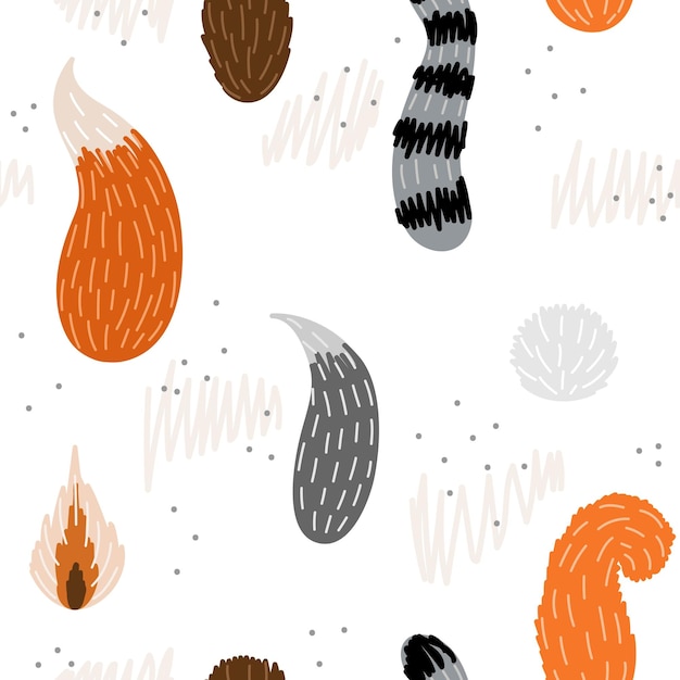 Vector seamless pattern with animal tales