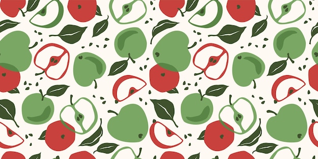 Vector seamless pattern with apples Trendy hand drawn textures Modern abstract design for paper cover fabric interior decor and other