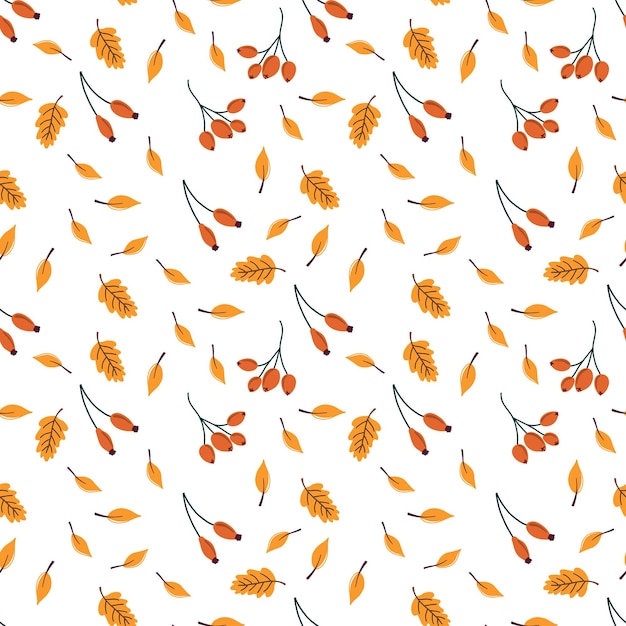 Vector seamless pattern with autumn elements. Autumn vibes.