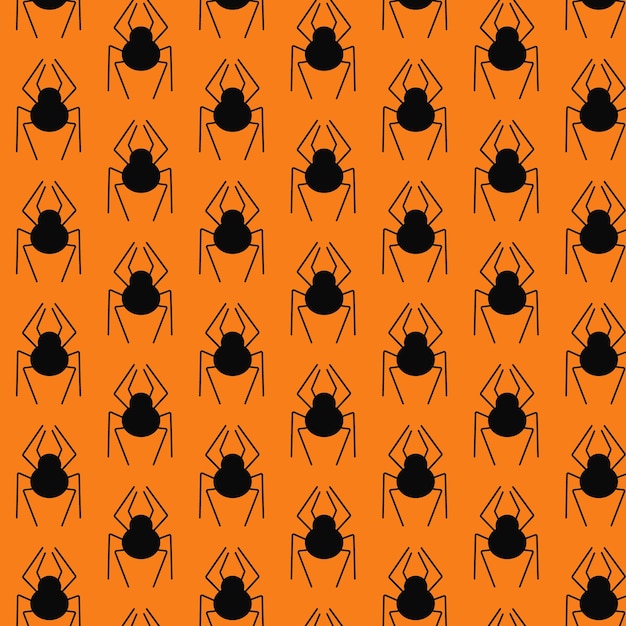 Vector seamless pattern with black spider Halloween print with insect in flat style Spooky holiday aesthetic background