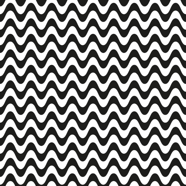 Vector seamless pattern with black wavy lines