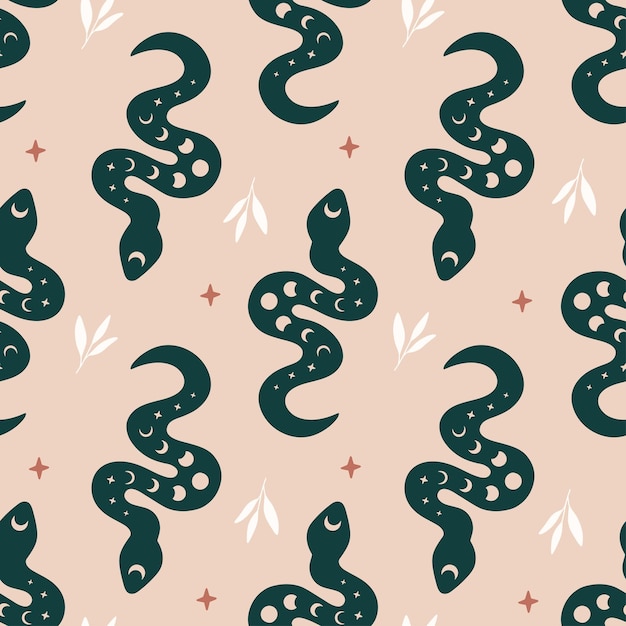 Vector seamless pattern with boho snake