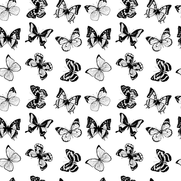 Vector seamless pattern with butterflies