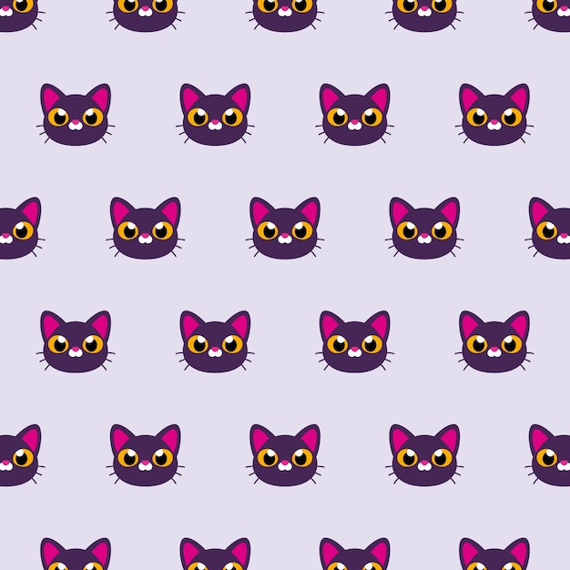 vector seamless pattern with cat heads