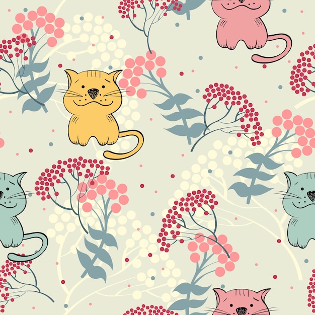 Vector seamless pattern with cats