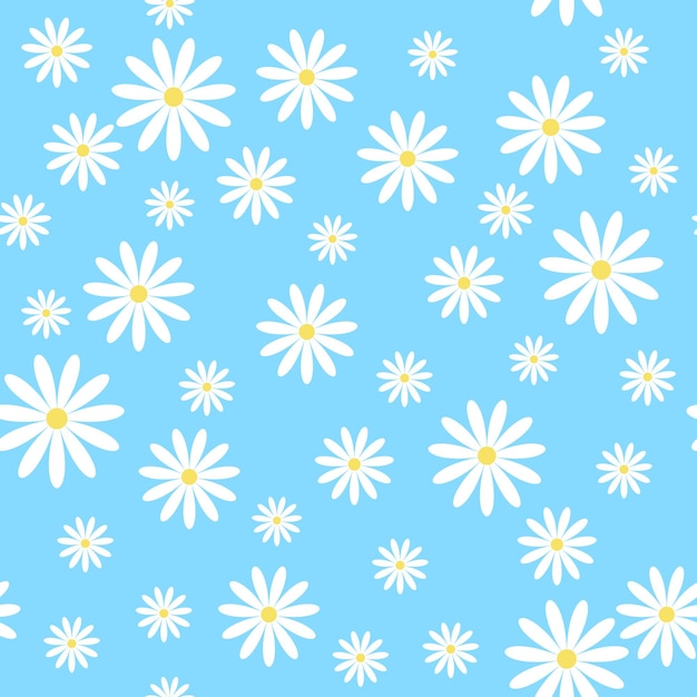 Vector seamless pattern with chamomiles