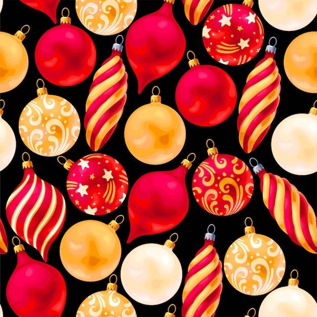 Vector seamless pattern with Christmas decorations