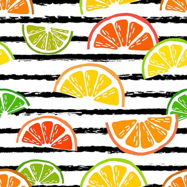 Vector seamless pattern with citrus slices