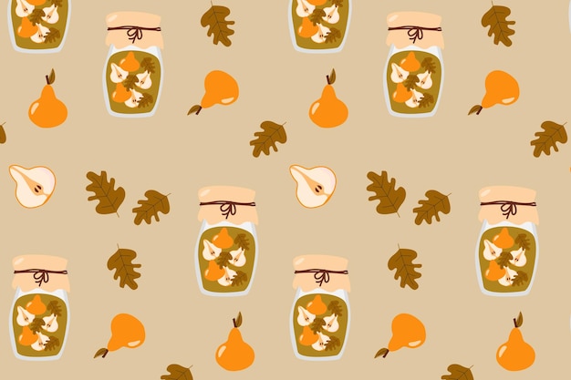 Vector seamless pattern with compote and pears