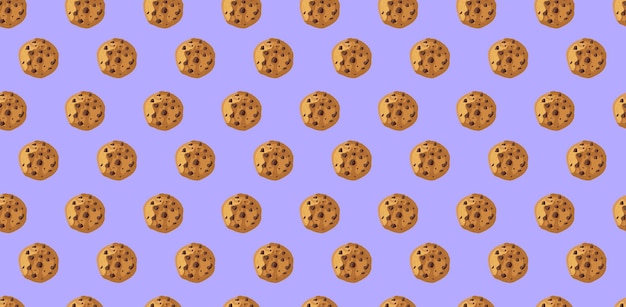 Vector Seamless Pattern with Cookies Colorful Background Template Sweet Cookies Light Purple