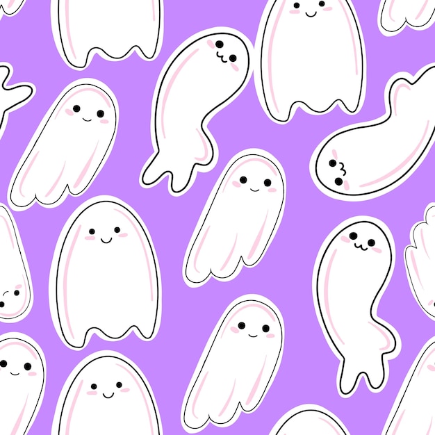 Vector Seamless pattern with cute ghosts pattern for halloween.