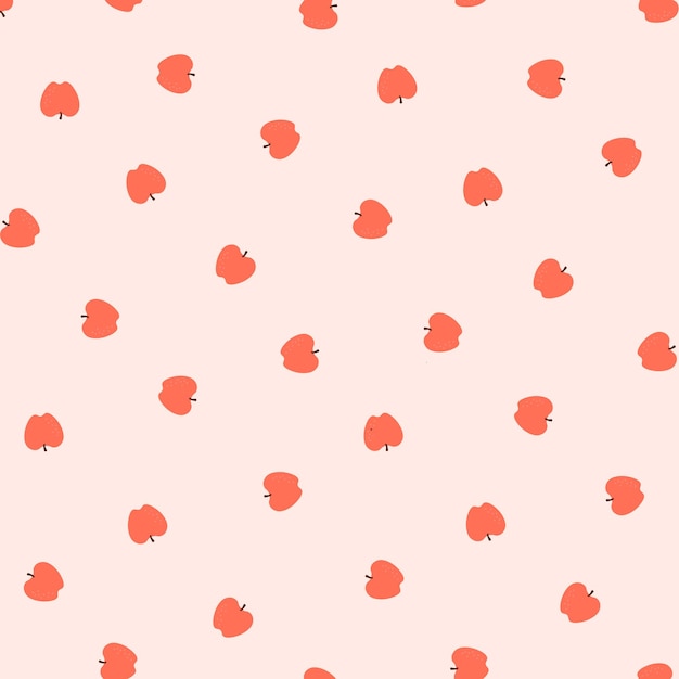 Vector vector seamless pattern with cute red apples