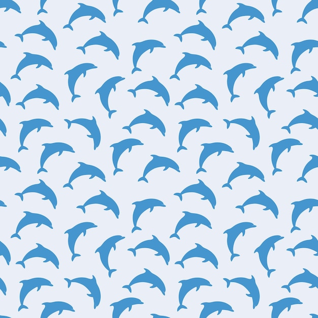 Vector vector seamless pattern with dolphins marine patterns with blue jumping dolphins