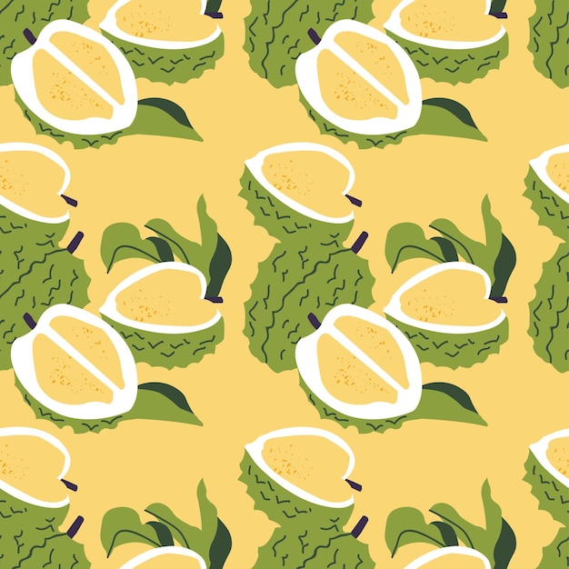 Vector seamless pattern with durian fruits Abstract design for paper cover fabric