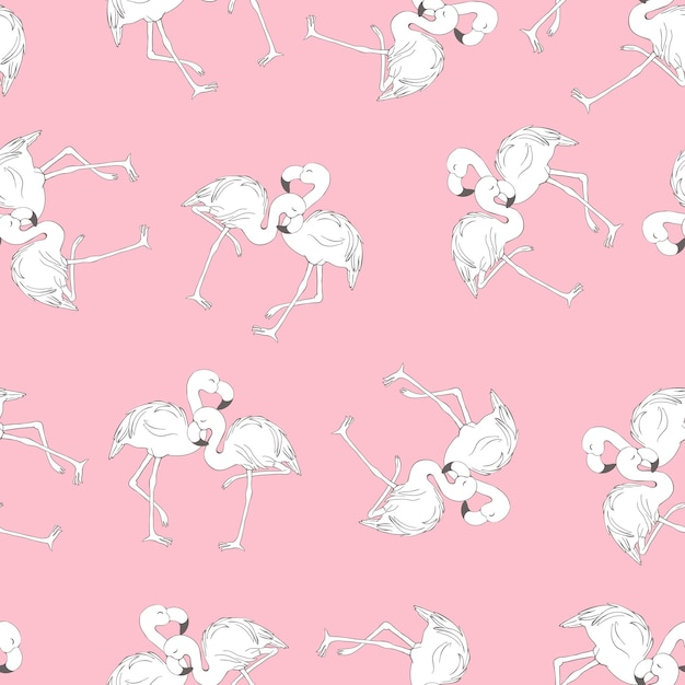 Vector seamless pattern with flamingos