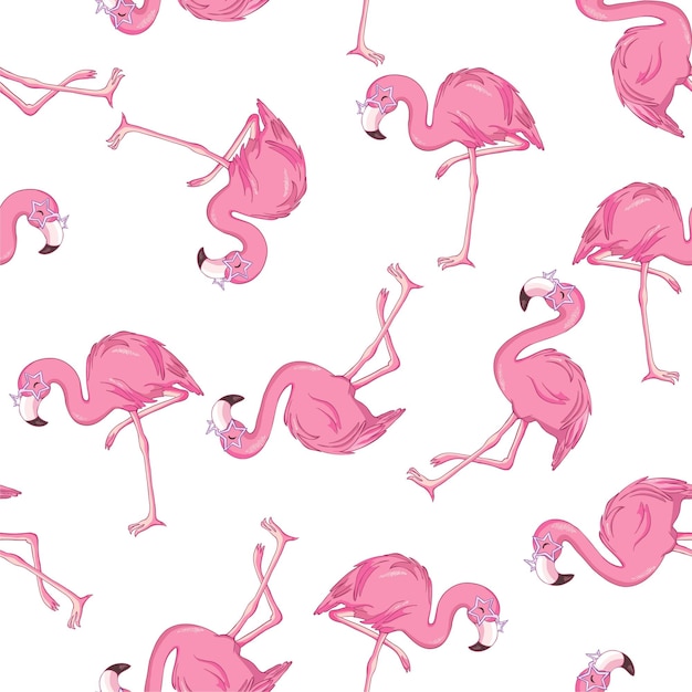 Vector seamless pattern with flamingos