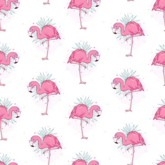 Vector vector seamless pattern with flamingos