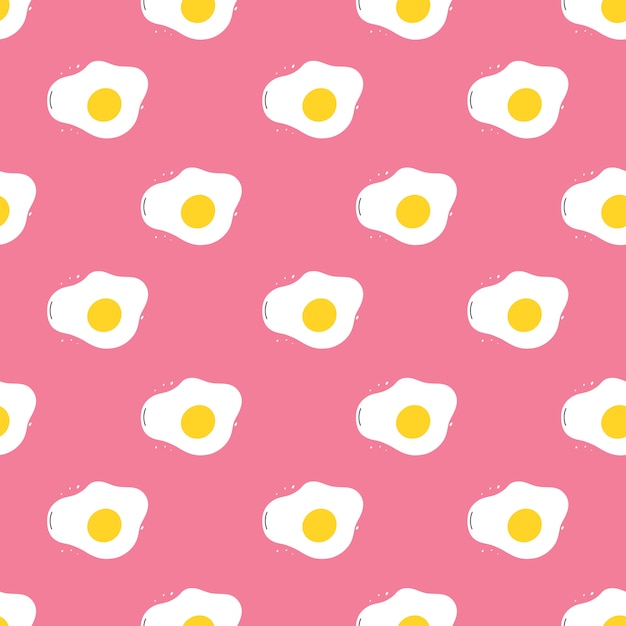 Vector seamless pattern with fried eggs in Doodle style