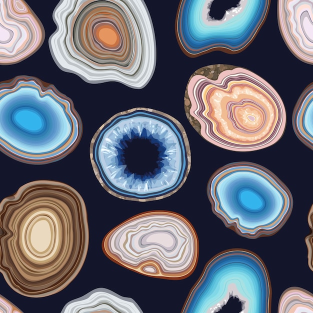 Vector seamless pattern with geode and agate cuts