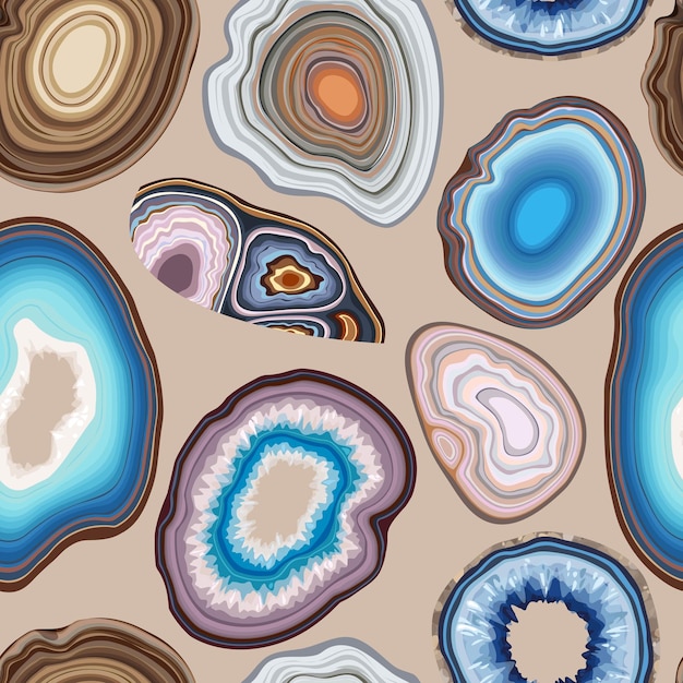 Vector seamless pattern with geode and agate cuts