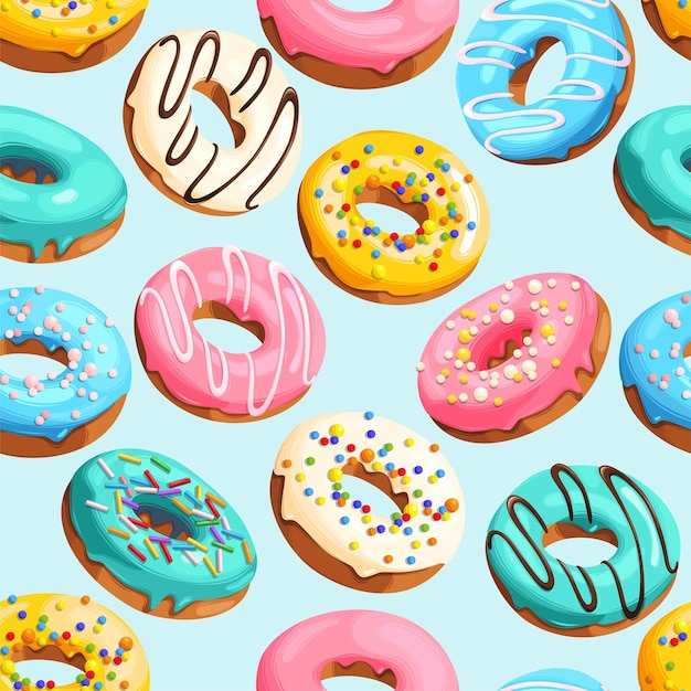 Vector seamless pattern with glazed donut