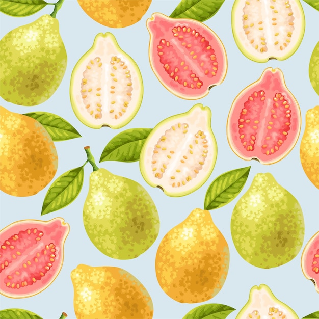 Vector seamless pattern with guava