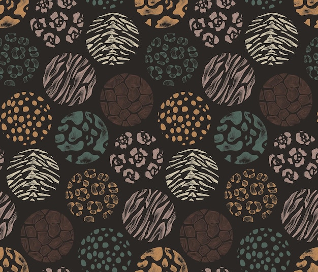 Vector seamless pattern with hand drawn animal skin ornament