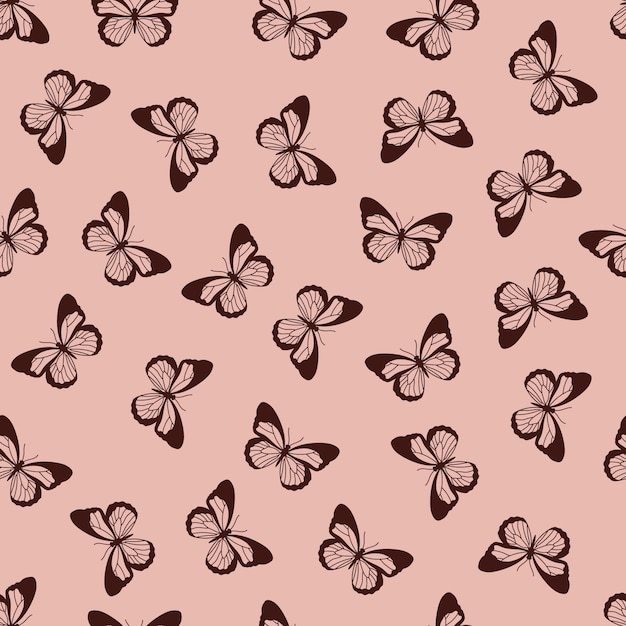 Vector seamless pattern with hand drawn butterflies