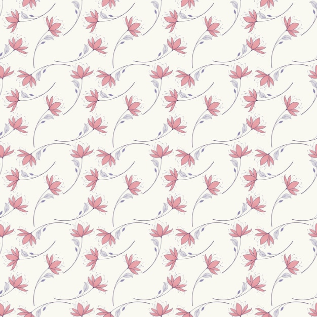 Vector vector seamless pattern with hand drawn floral elements